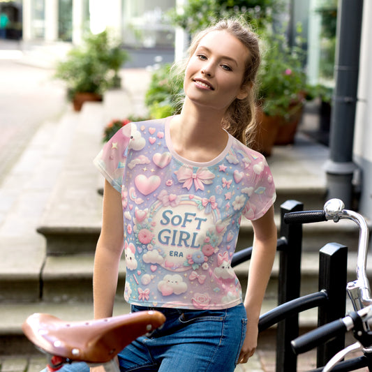 Soft Girl Era All-Over Print Crop Tee