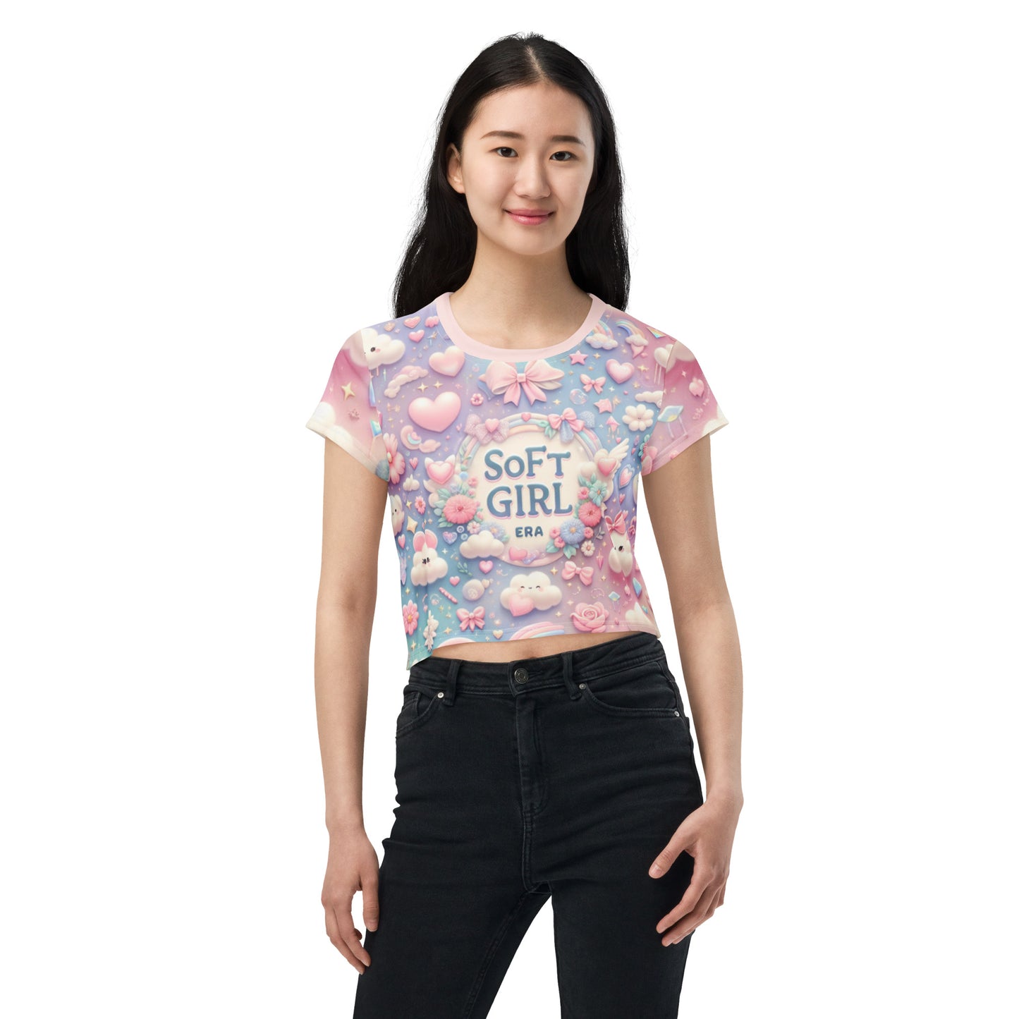 Soft Girl Era All-Over Print Crop Tee