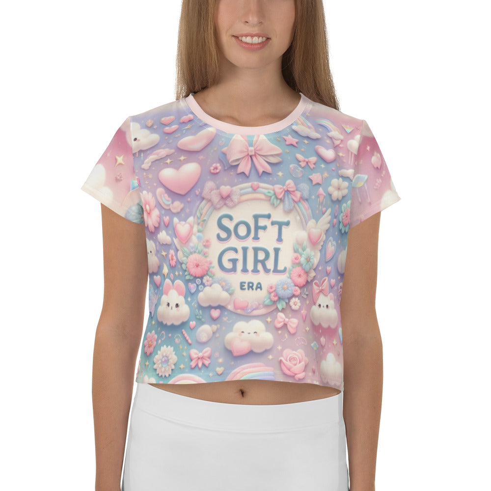 Soft Girl Era All-Over Print Crop Tee