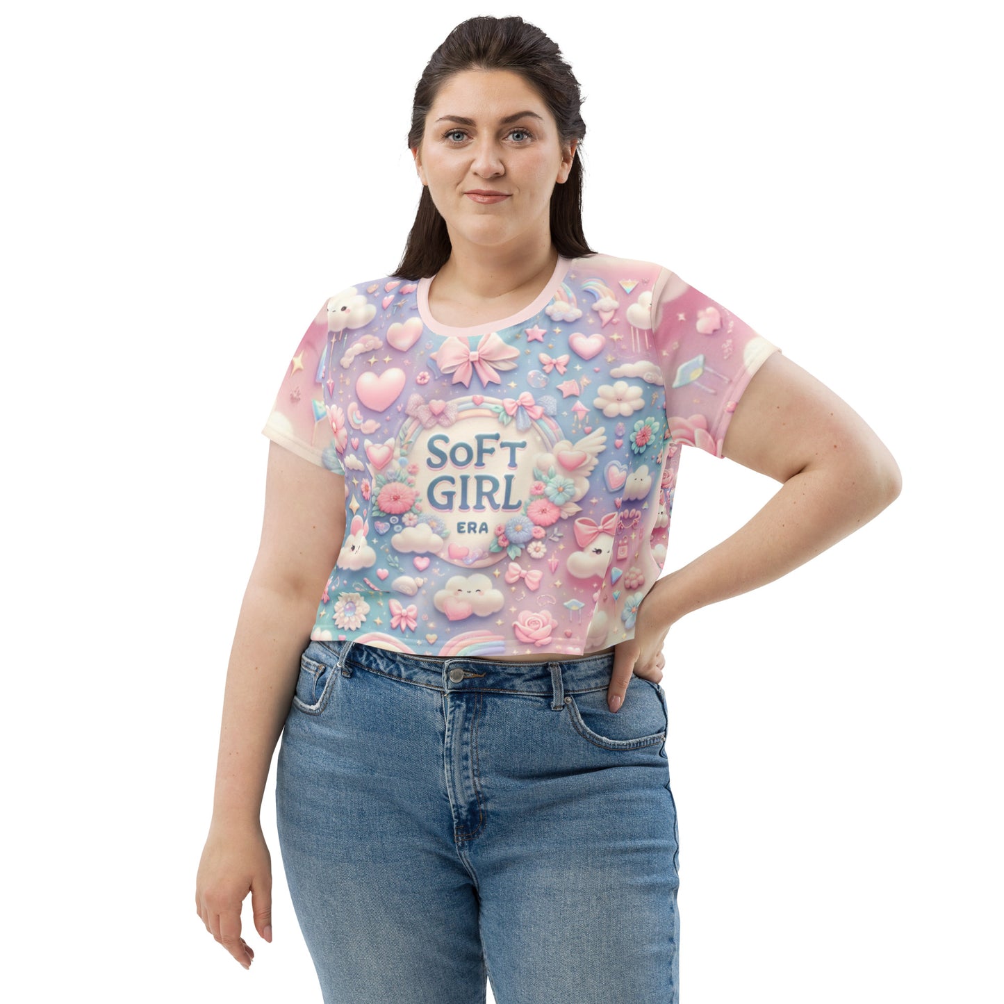 Soft Girl Era All-Over Print Crop Tee