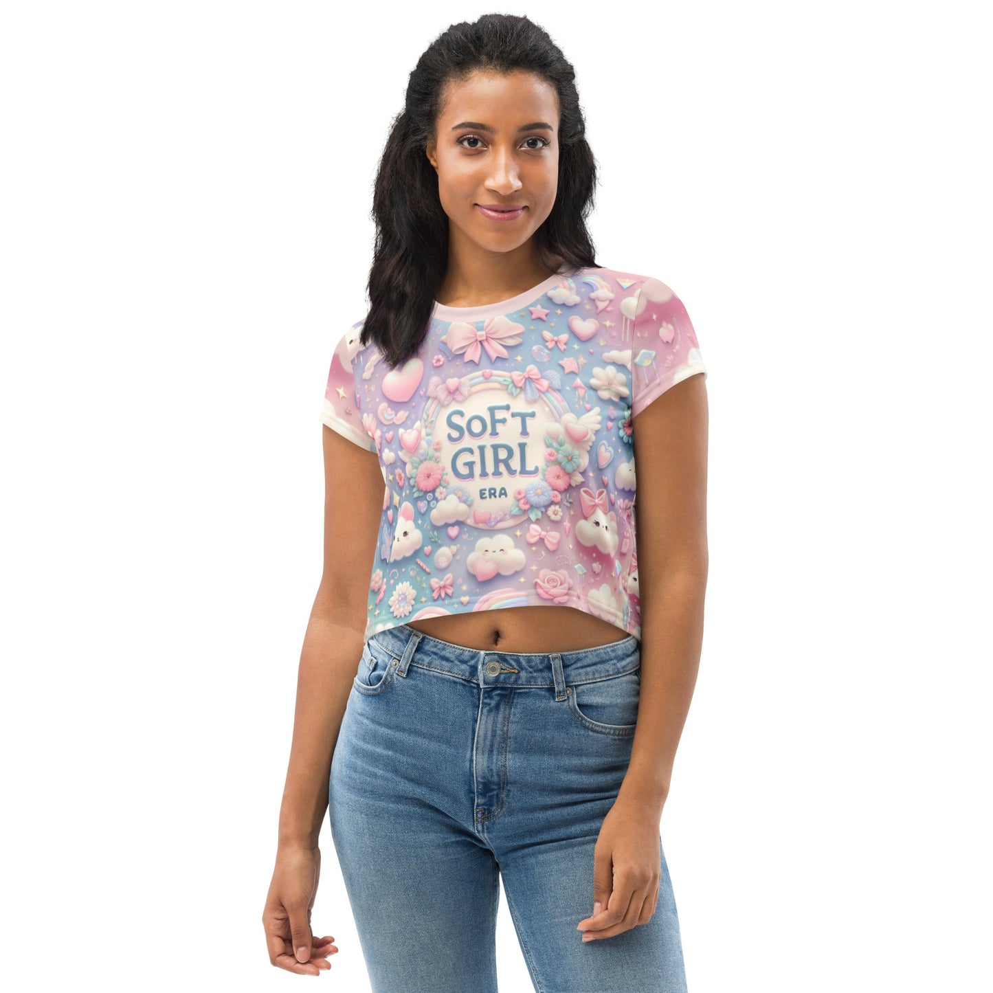 Soft Girl Era All-Over Print Crop Tee