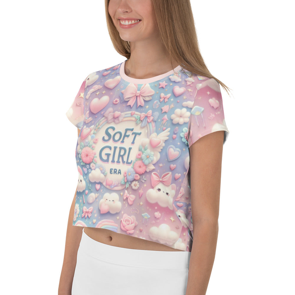 Soft Girl Era All-Over Print Crop Tee