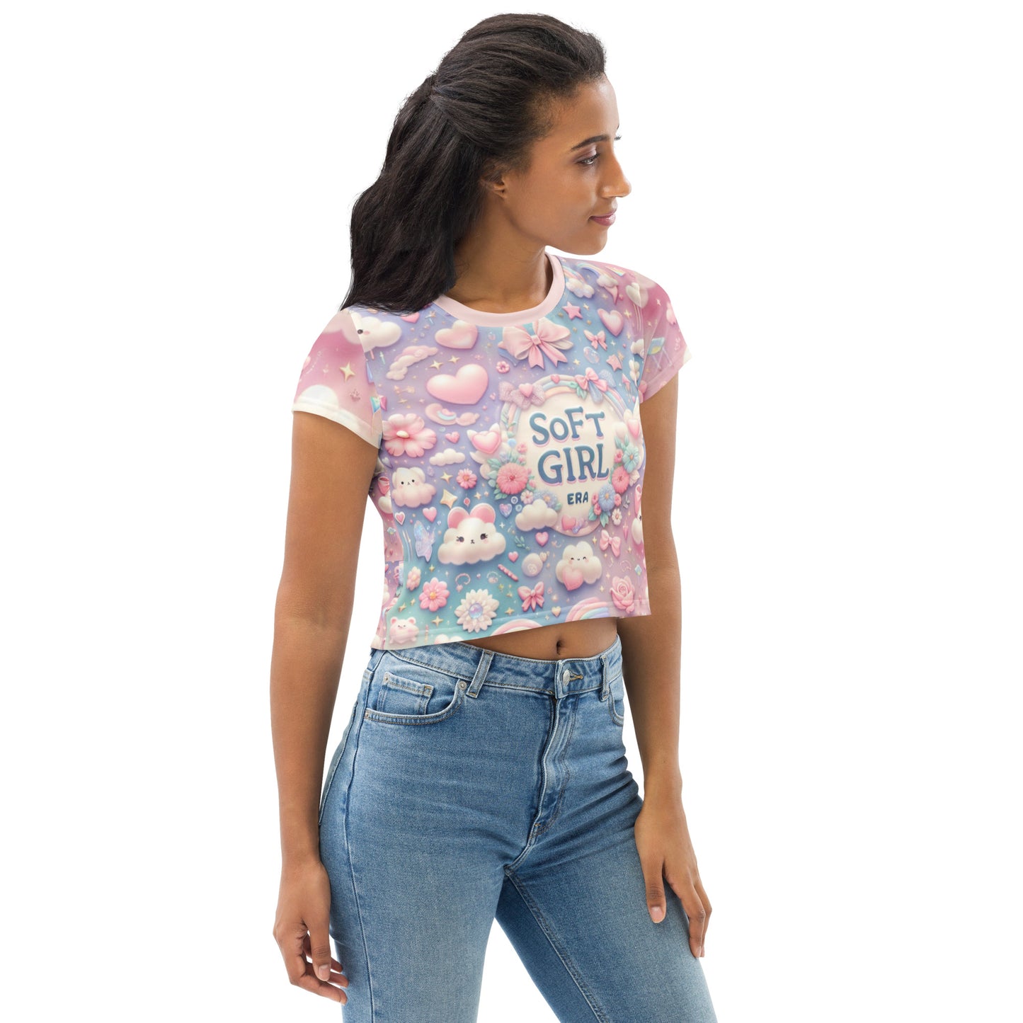 Soft Girl Era All-Over Print Crop Tee