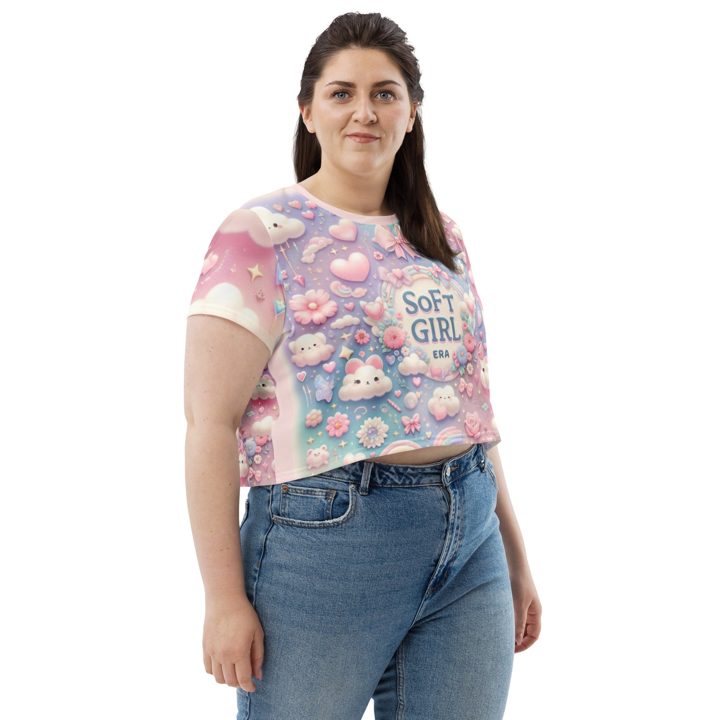 Soft Girl Era All-Over Print Crop Tee