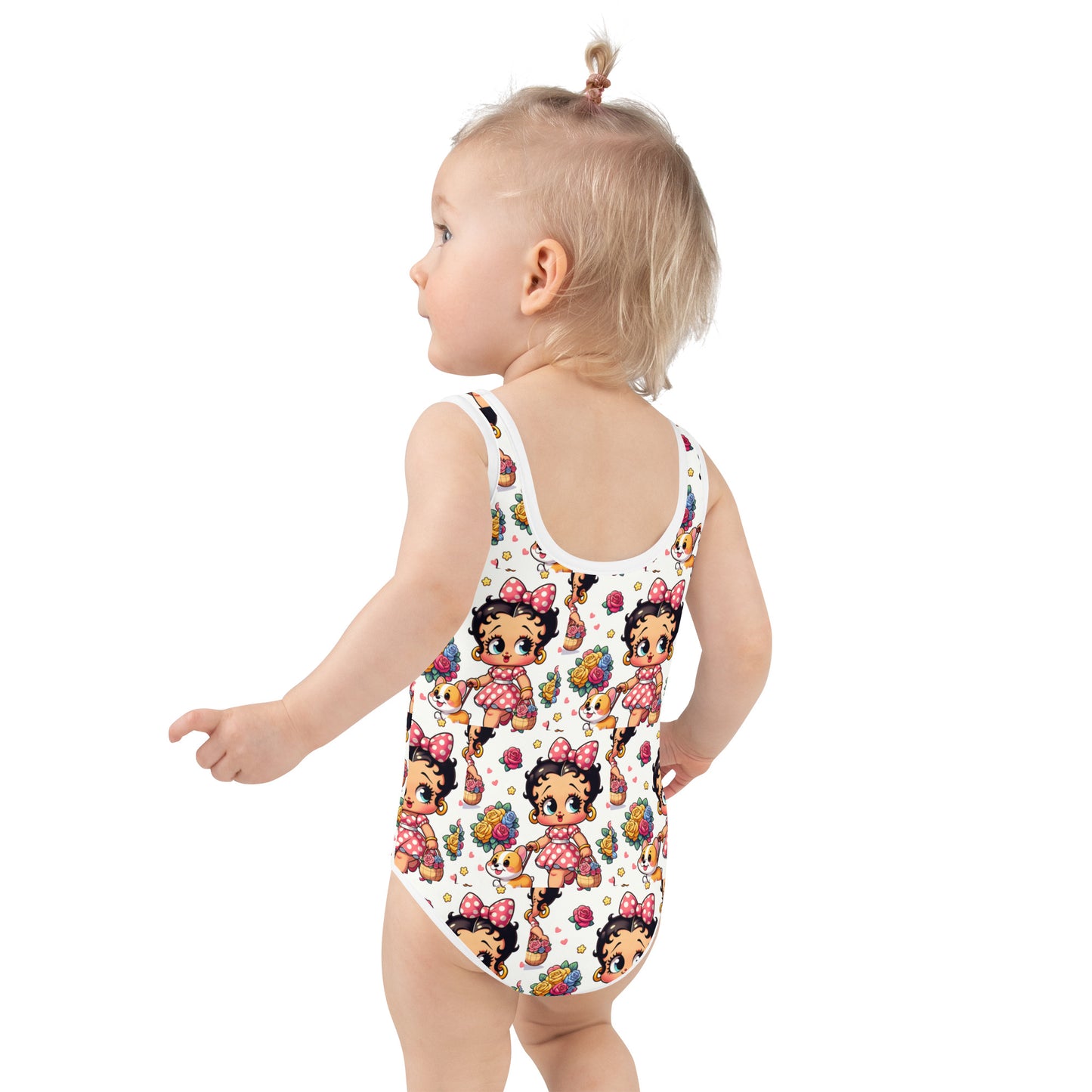 Baby Boop & Corgi All-Over Print Kids Swimsuit