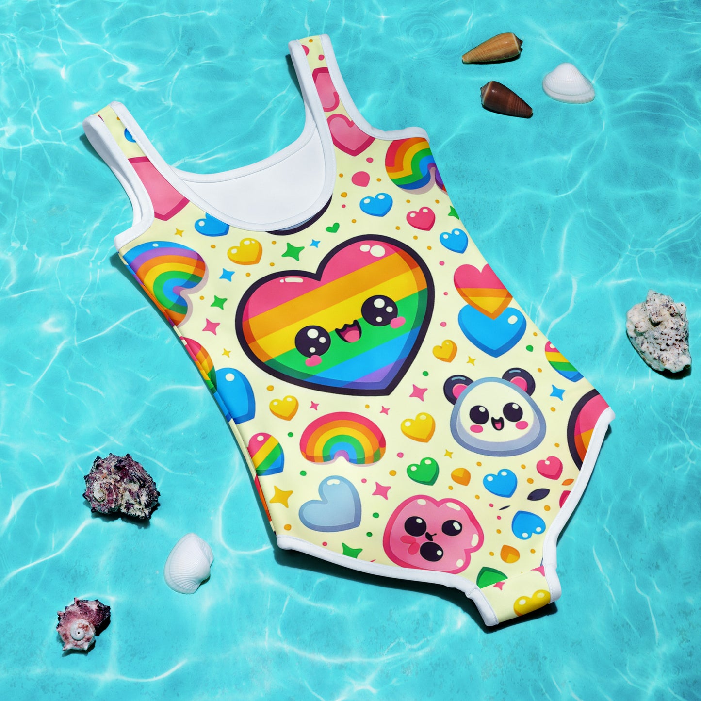 Panda Hearts All-Over Print Kids Swimsuit