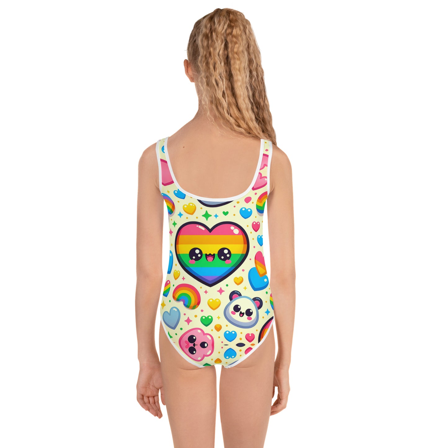 Panda Hearts All-Over Print Kids Swimsuit