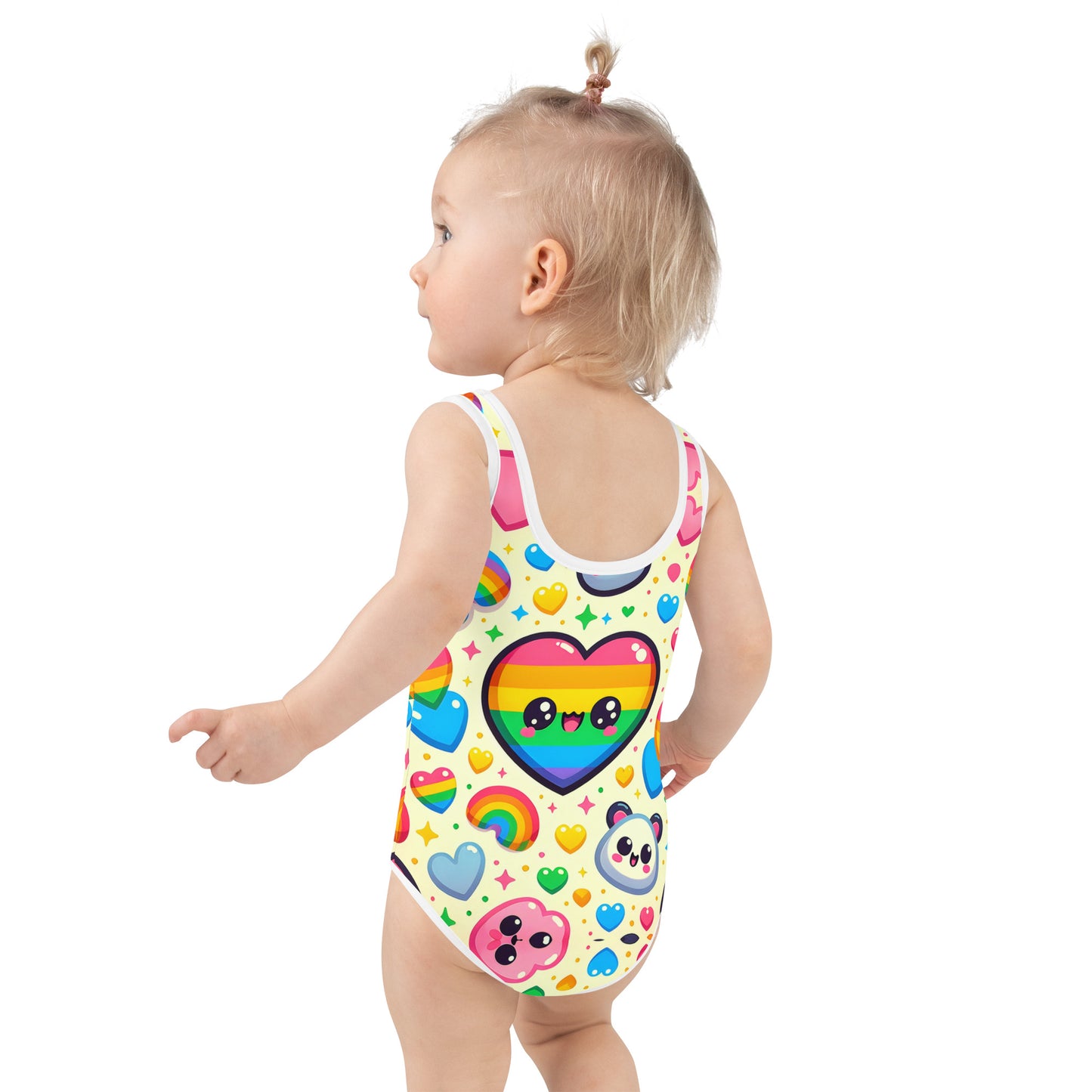 Panda Hearts All-Over Print Kids Swimsuit