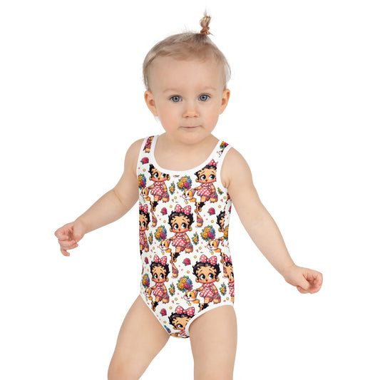 Baby Boop & Corgi All-Over Print Kids Swimsuit