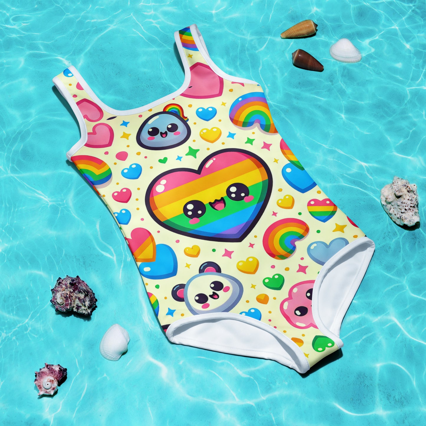 Panda Hearts All-Over Print Kids Swimsuit