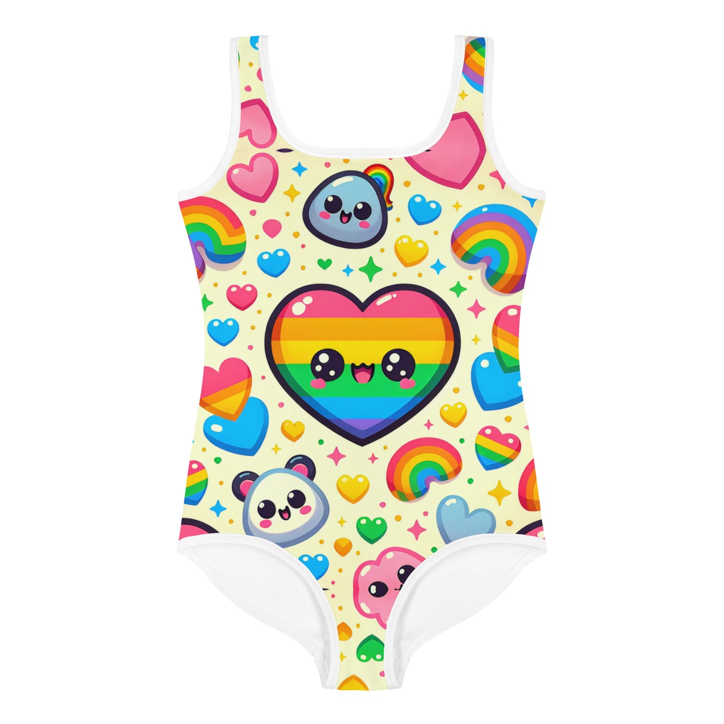 Panda Hearts All-Over Print Kids Swimsuit