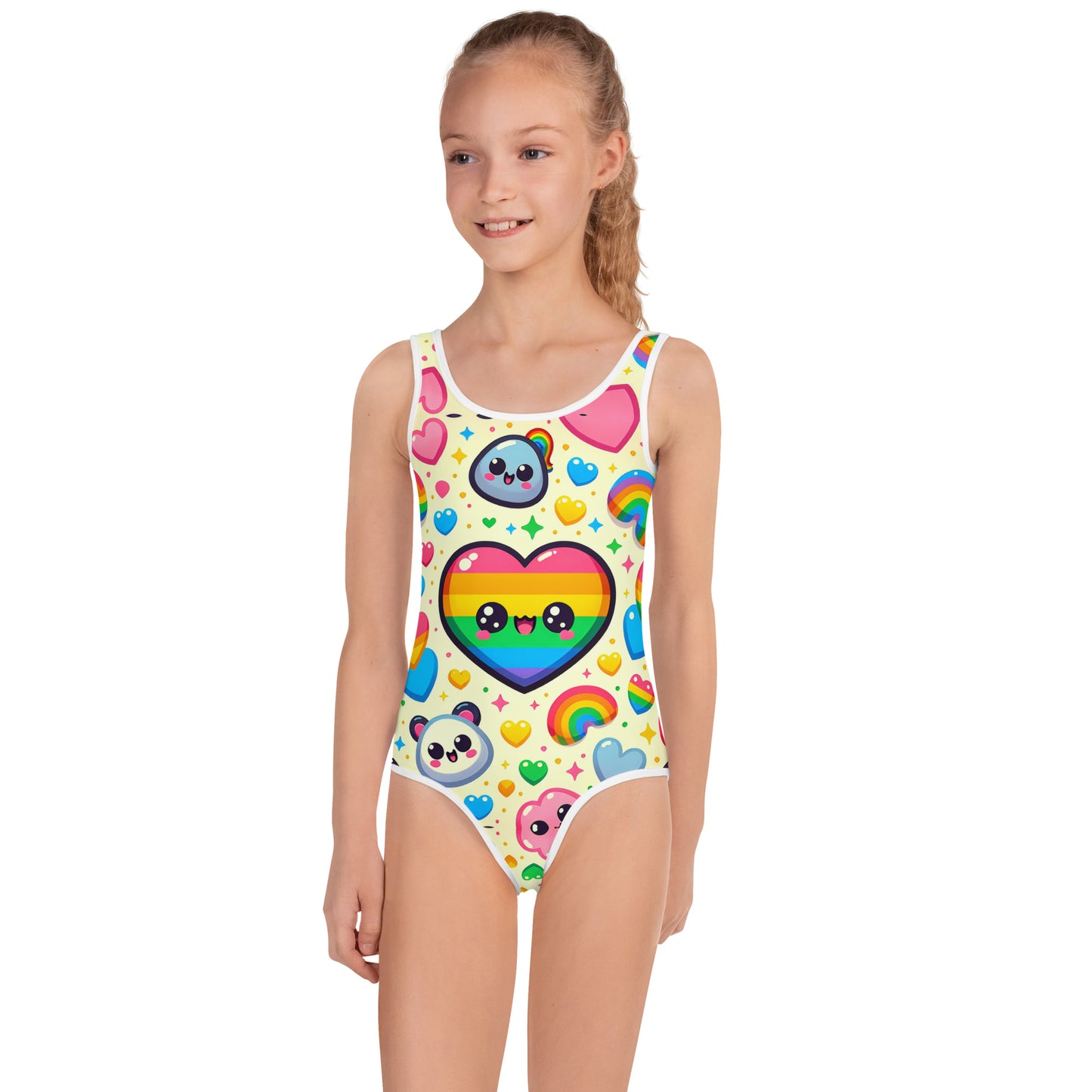 Panda Hearts All-Over Print Kids Swimsuit