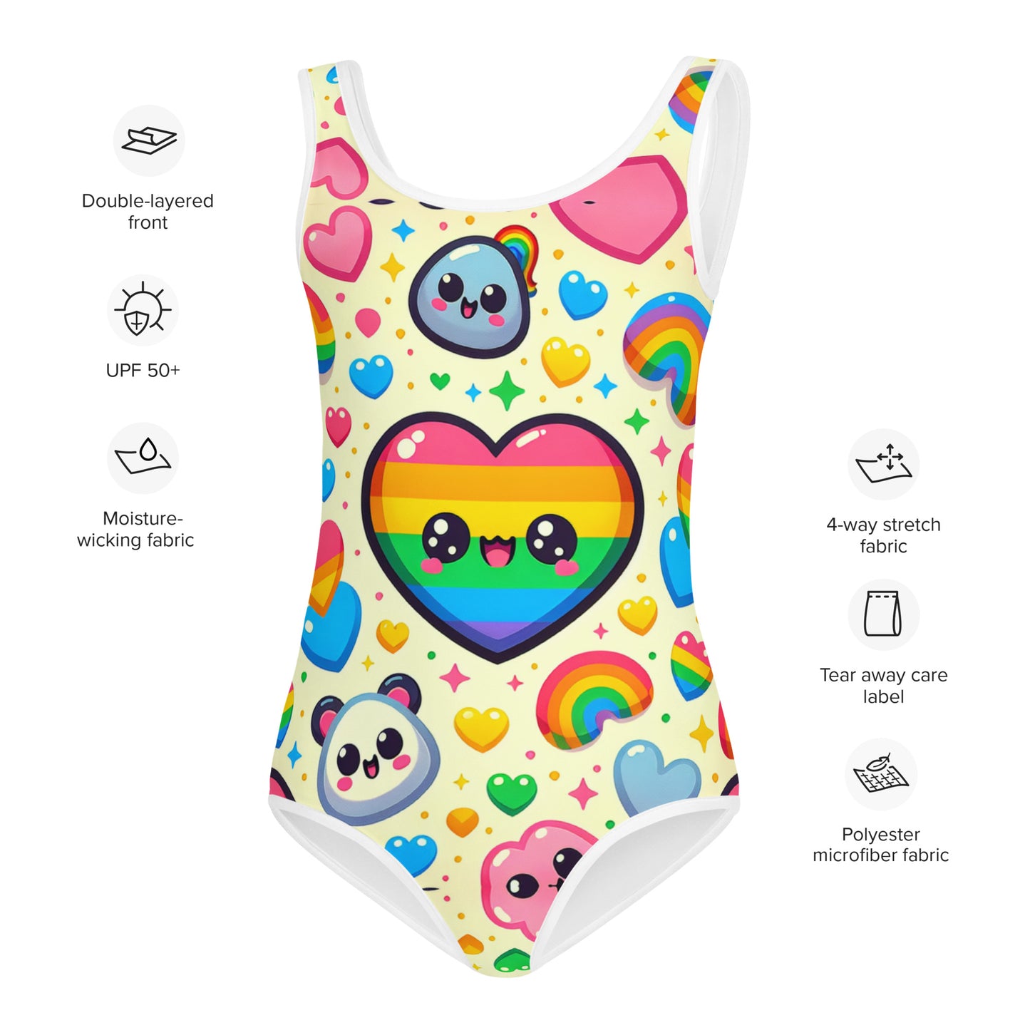 Panda Hearts All-Over Print Kids Swimsuit