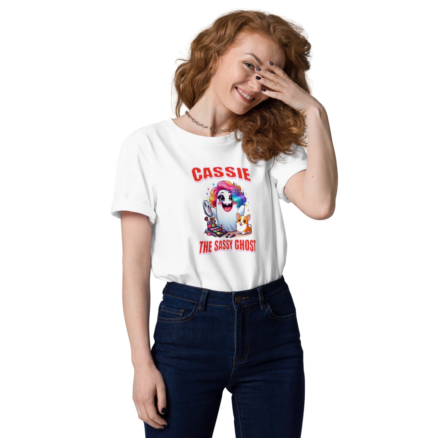 Cassie the Sassy Ghost Unisex organic cotton t-shirt